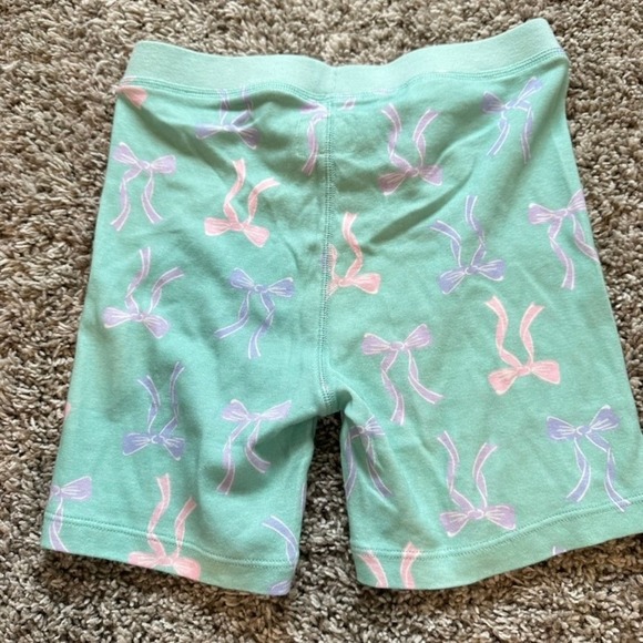 Crewcuts Girls Bike Shorts Pajama Bottoms Size 8 Green Bow Print 100% Cotton - Picture 5 of 5